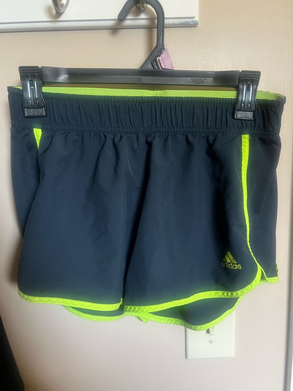 adidas Black Shorts with Neon Yellow Trim